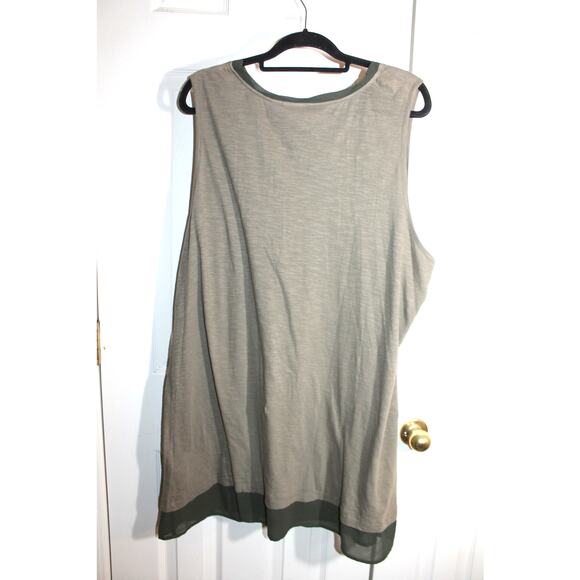 LOGO Lori Goldstein Green Cotton Tank Dress w/ Beading sz 3X NWOT - Picture 3 of 4